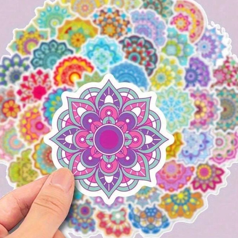 New! Colorful Mandala Floral Stickers Set of 25